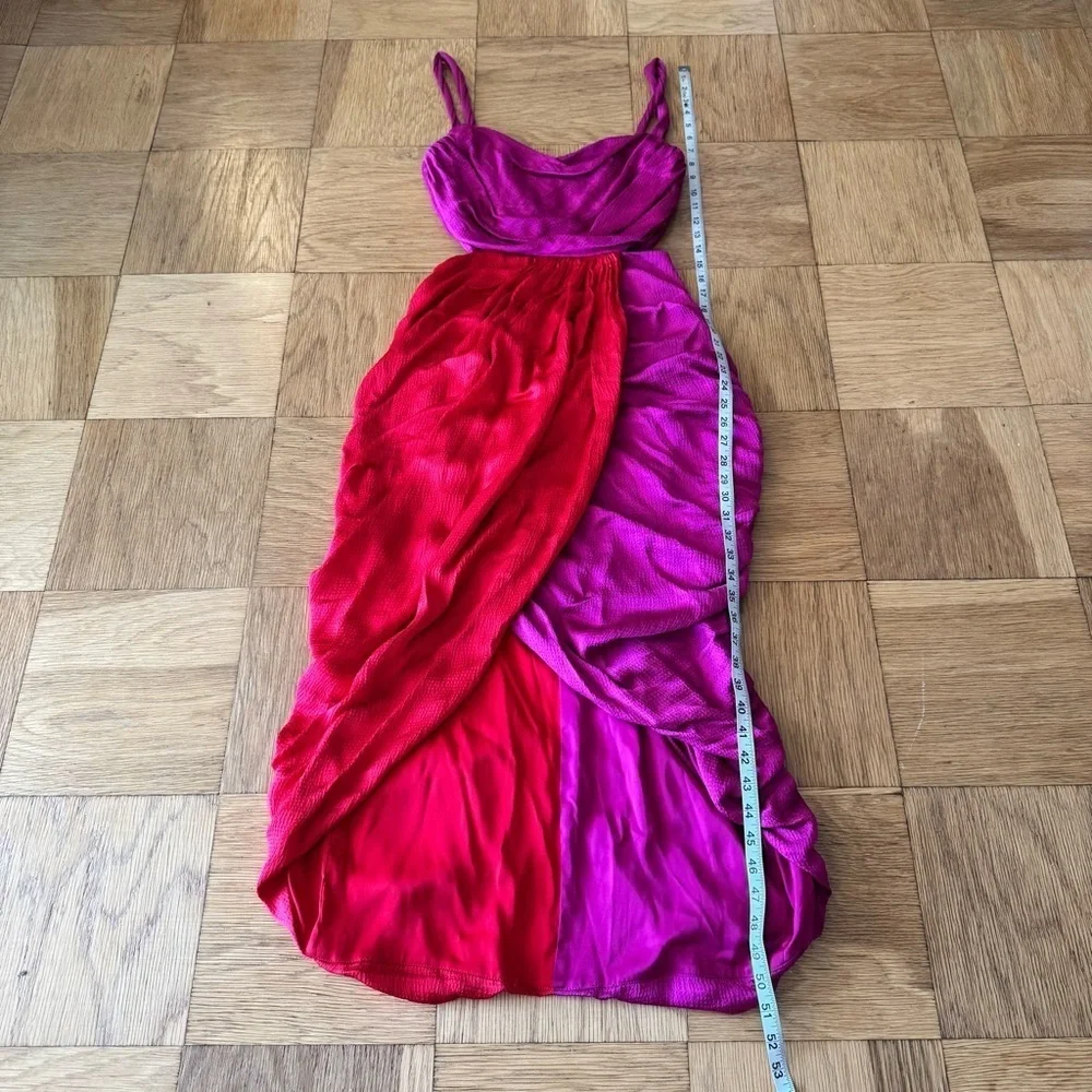 Amur 4 Persey Twist Strap Dress Raspberry Sorbet Red Purple Cowl Neck Ruched
